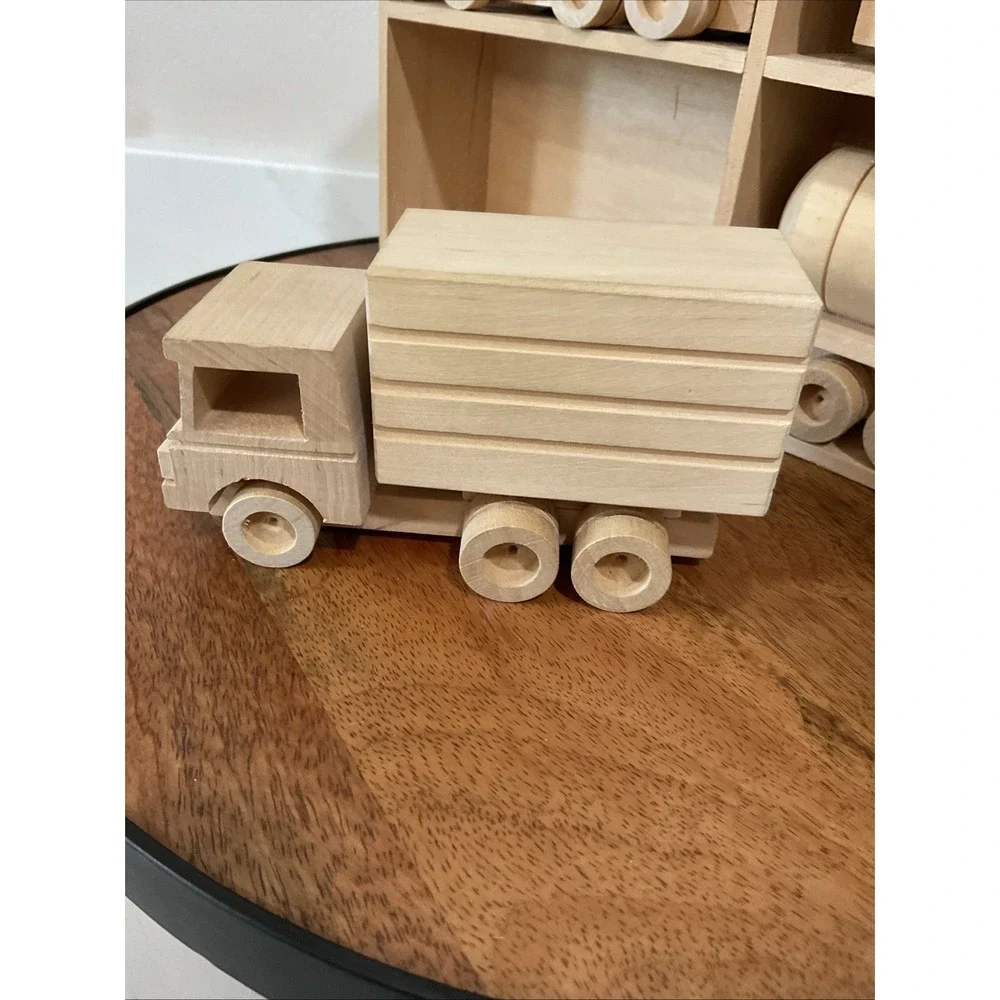 Handmade Vintage Wooden Truck set of 4 Trucks Cargo Display Decor Play Paint